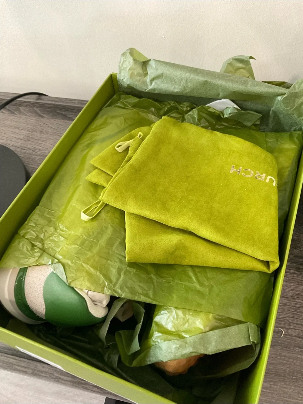 White & Green Leather Suede Sneakers